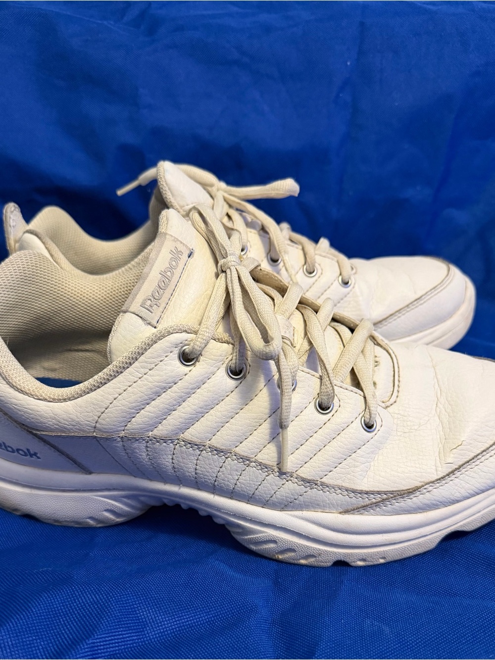 Reebok White Leather Athletic Lace-Up Sneakers